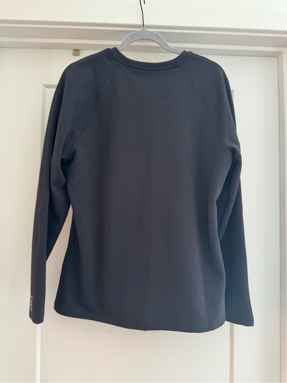 Figs Black Long Sleeve Waffle Knit Under Scrub - Picture 3 of 4